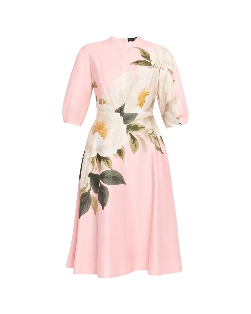 Rickie Freeman for Teri Jon Floral-Print Cotton Midi Shirtdress