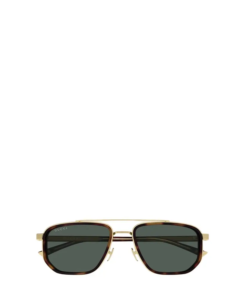 Gucci Men's GG2073S Double-Bridge Metal and Bio-Nylon Aviator Sunglasses