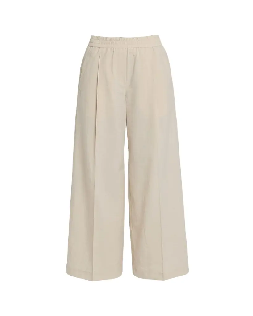 Brunello Cucinelli Techno Cotton Pleat Wide-Leg Pull-On Track Pants