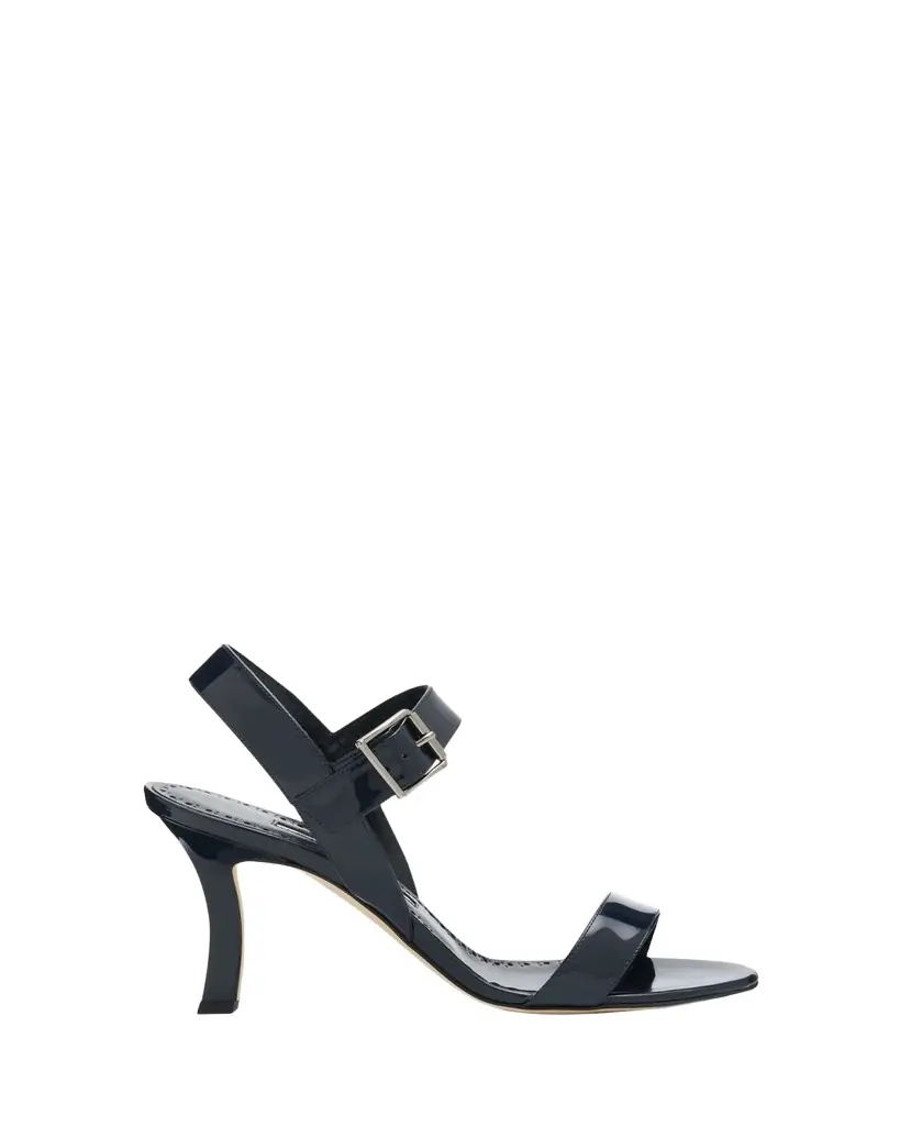 Manolo Blahnik 90mm Patent Leather Ankle-Strap Sandals