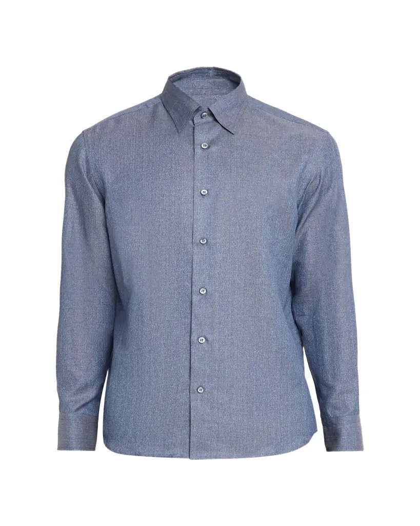 Brioni Men's Solid Cotton Point-Collar Sport Shirt