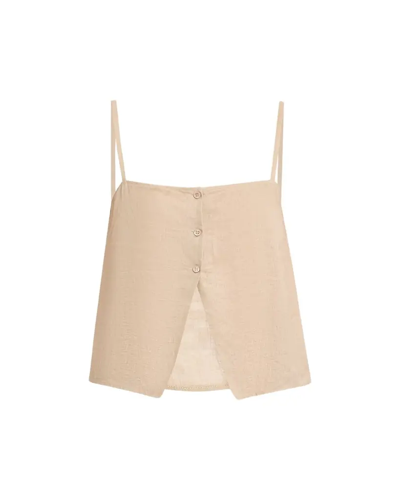 FRAME The Linen Button Top