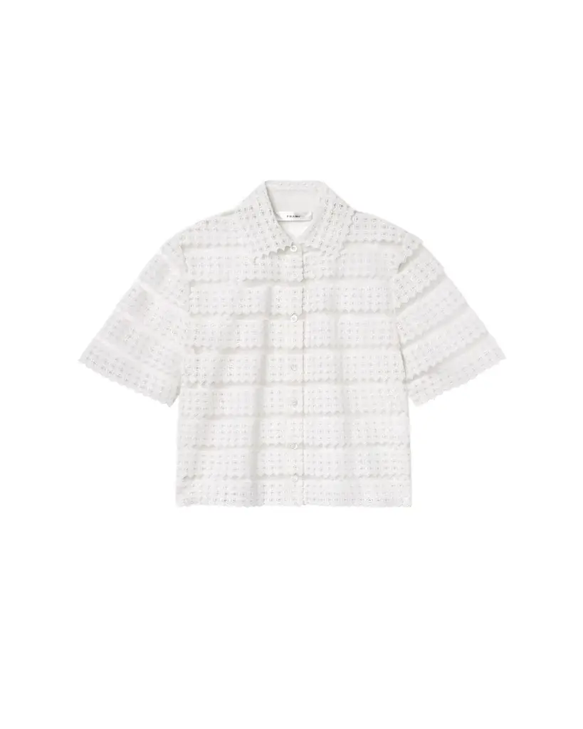 FRAME The Lattice Crochet Blouse