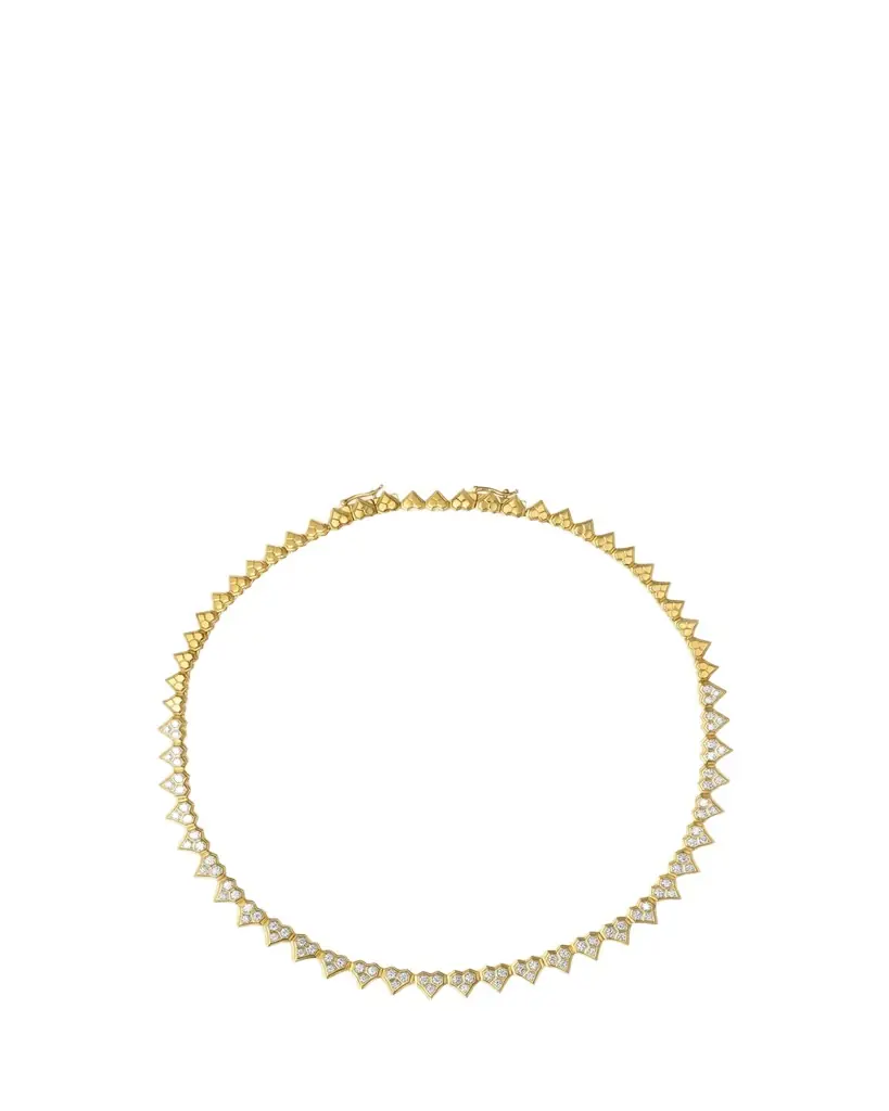 Sara Weinstock Honey Comb 18K Gold & Diamond Partial Heart Choker Necklace