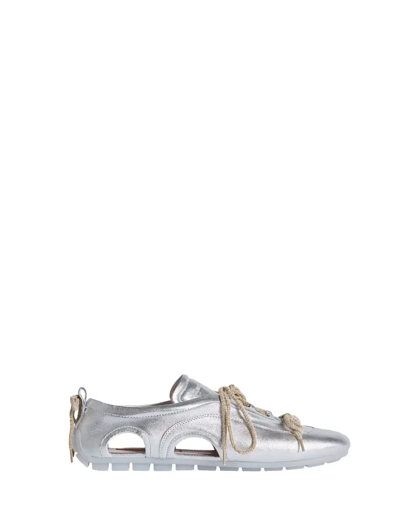 Simone Rocha Cutout Metallic Leather Ballerina Sneakers
