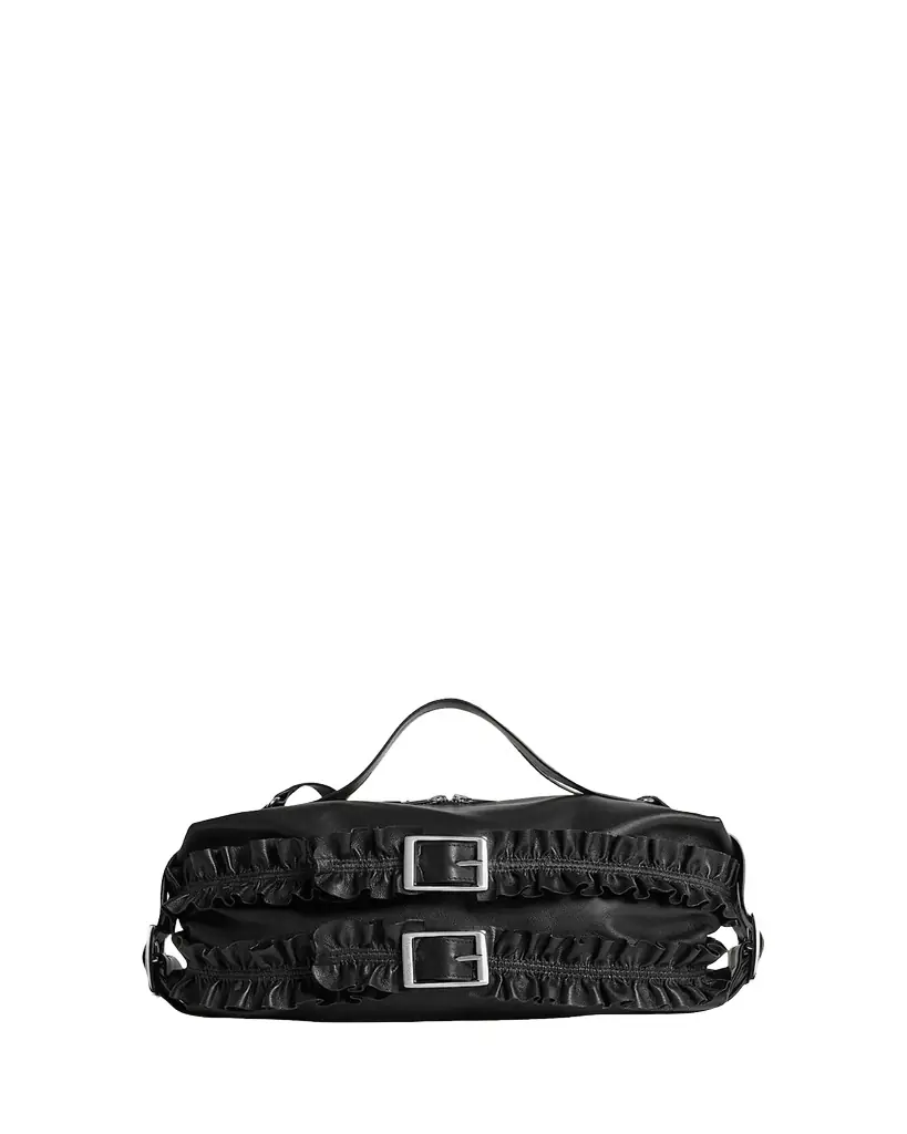 Simone Rocha Biker Frill Belt Leather Shoulder Bag