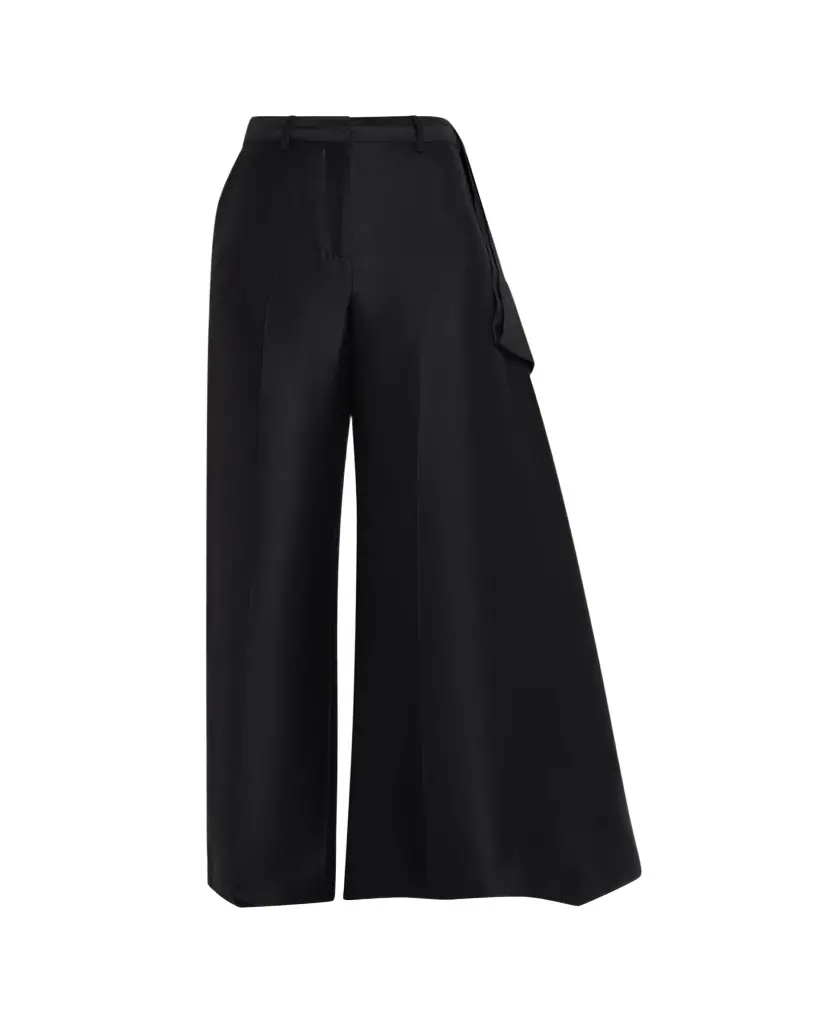Heirlome Rickie Shantung Silk Asymmetric Wide-Leg Trousers