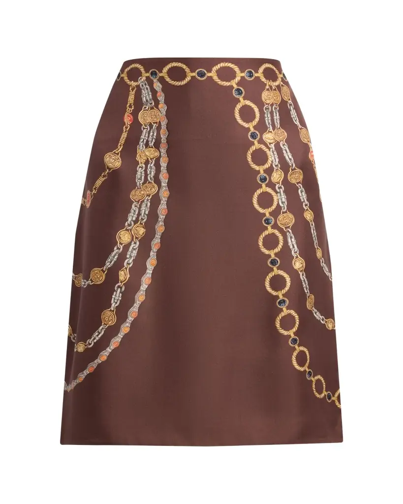 Versace Printed Silk Twill Pencil Skirt