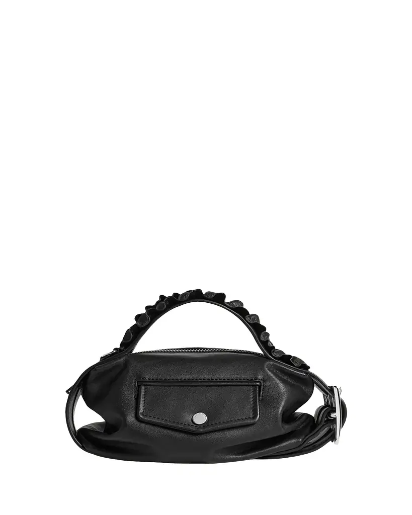 Simone Rocha Biker Mini Ruffle-Trim Leather Top-Handle Bag