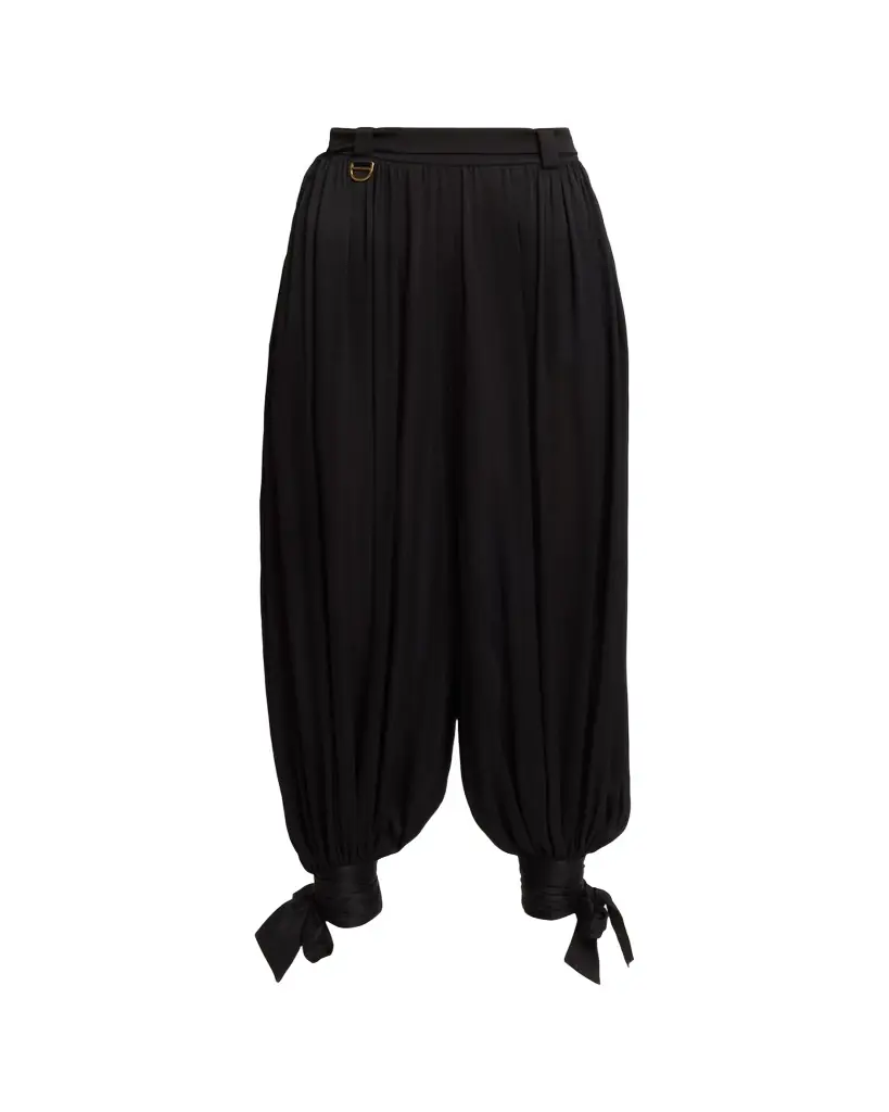 Chloe Silk Charmeuse Balloon-Leg Ankle Trousers
