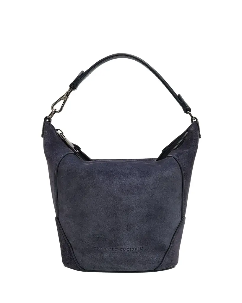Brunello Cucinelli BC Duo Suede Bucket Bag with Monili