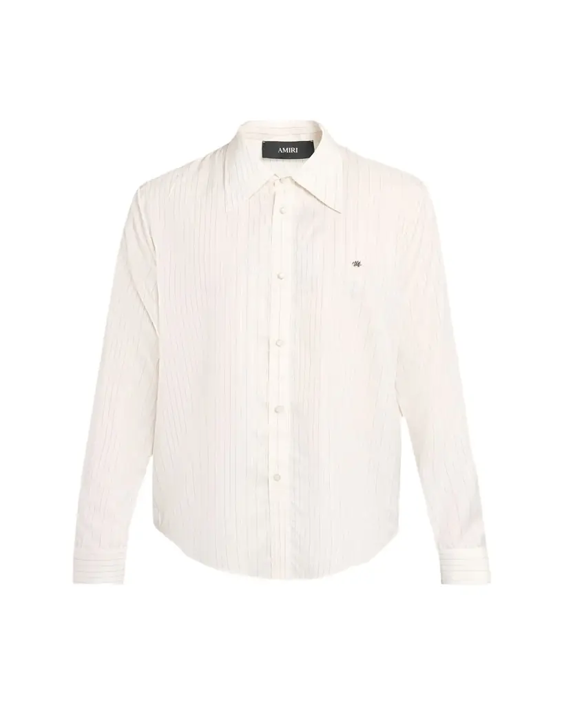 Amiri Men's Metallic Fiber Fine-Stripe Silk Sport Shirt