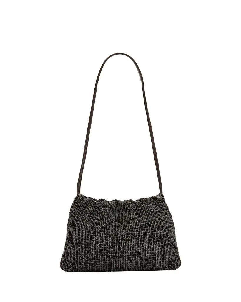 Brunello Cucinelli 3D Monili Net Embroidered Pochette Bag in Riding Leather