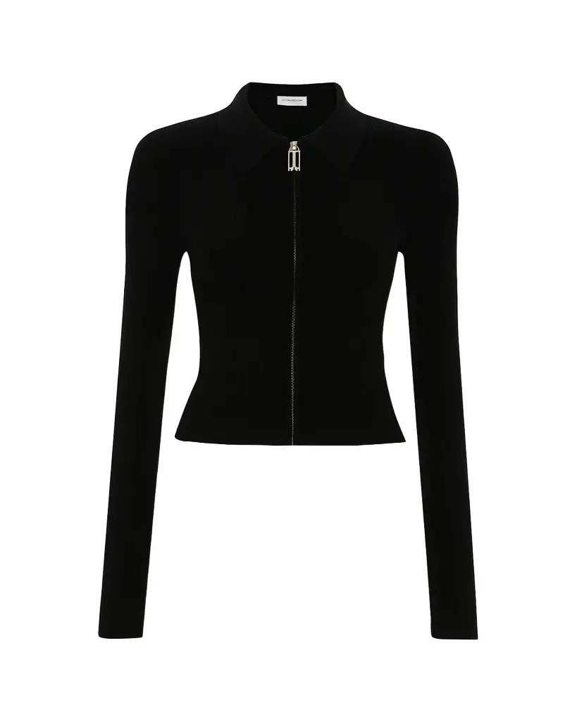 Victoria Beckham Zipped Rib Polo Top