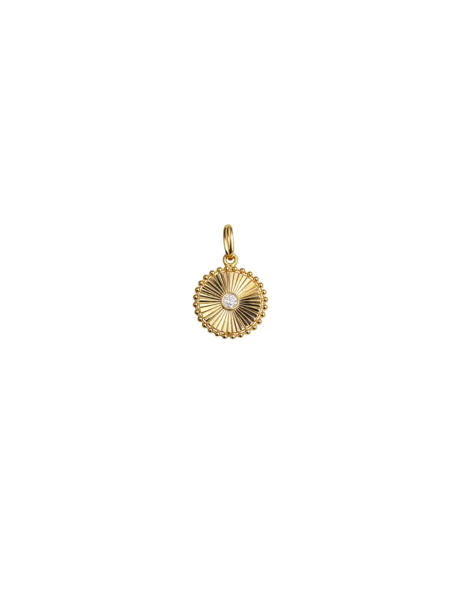 Wish Fine Jewelry 0.08ct Diamond 14K Gold Fluted Pendant