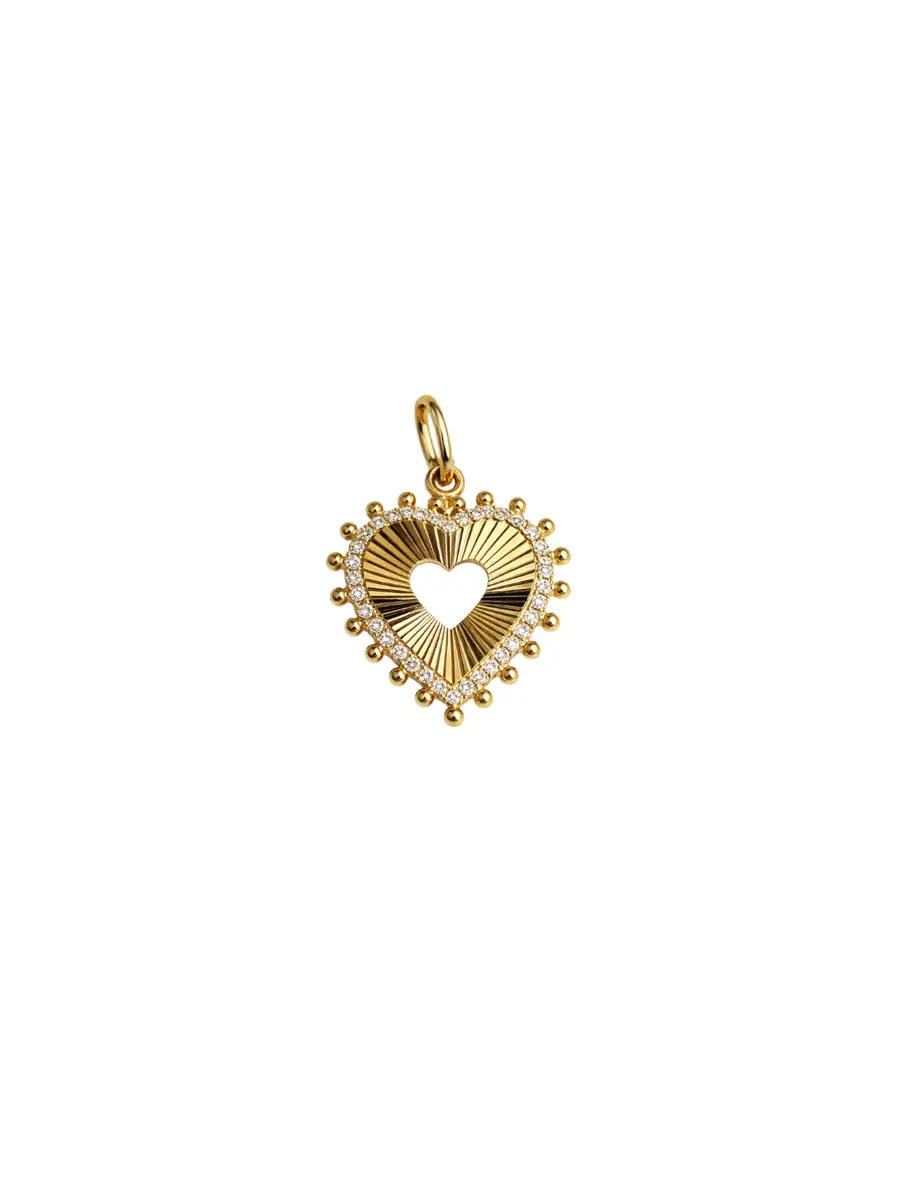 Wish Fine Jewelry 0.37ct Diamond 14K Gold Textured Heart Pendant