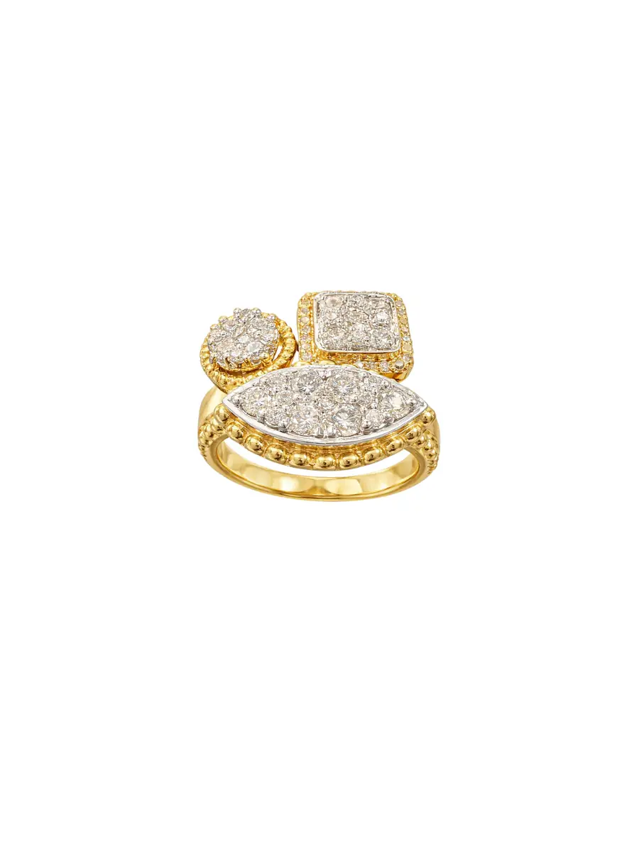 Wish Fine Jewelry 2.63ct Dimond 14K Gold Multi Shaped Ring