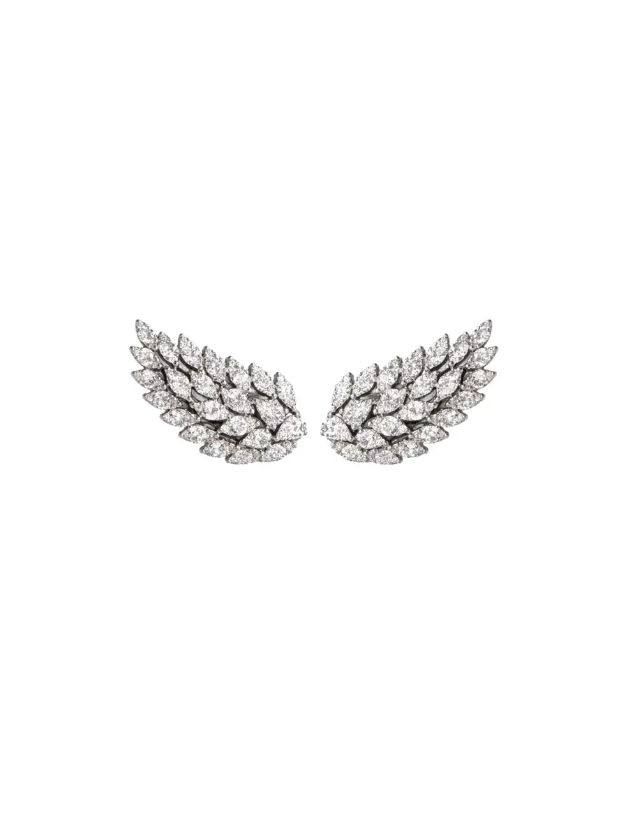 Wish Fine Jewelry 2.87ct Diamond 18K Gold Leaf Climber Earrings