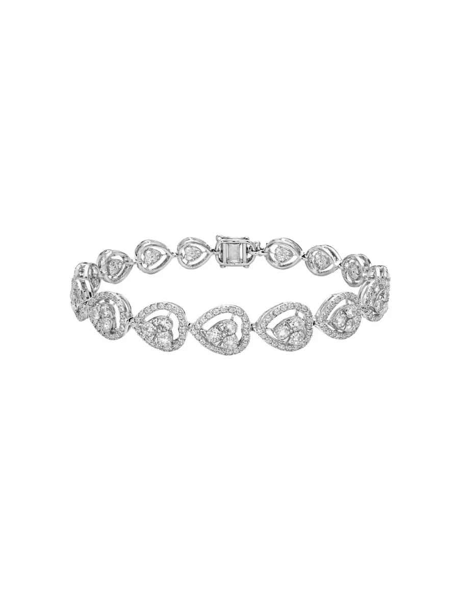 Wish Fine Jewelry 5.25ct Diamond 14K Gold Heart Shape Tennis Bracelet