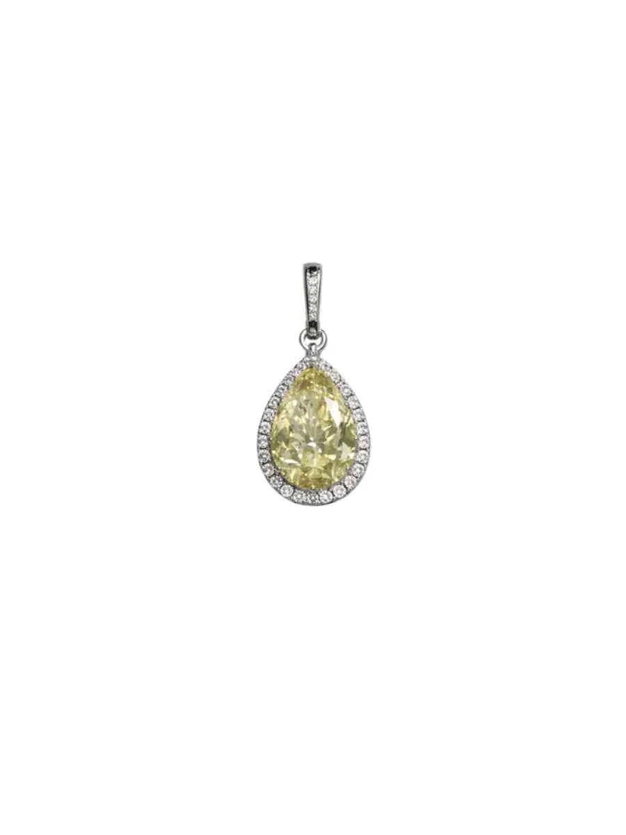 Wish Fine Jewelry 6.31ct Diamond 18K Gold Statement Halo Pear Pendant