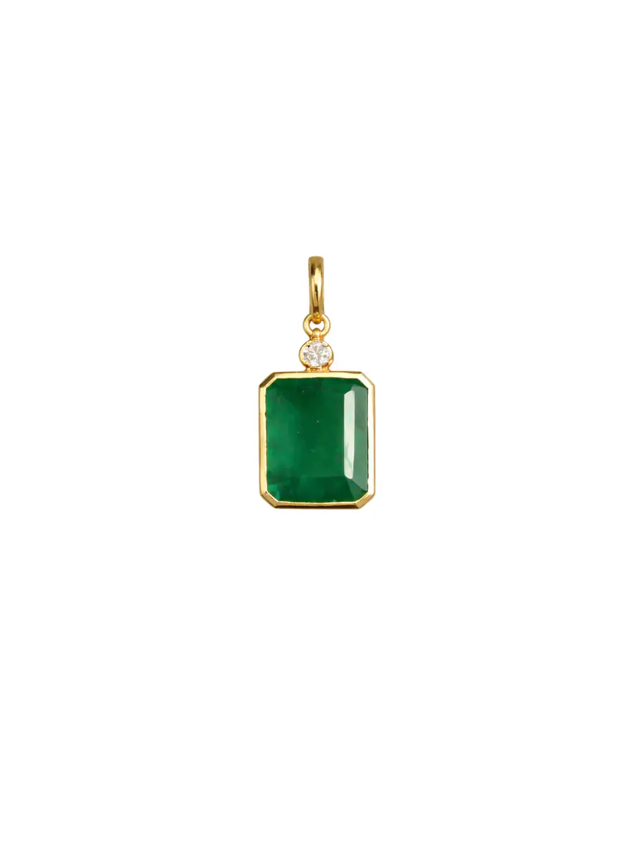 Wish Fine Jewelry 8.35ct Diamond Emerald 18K Gold Pendant