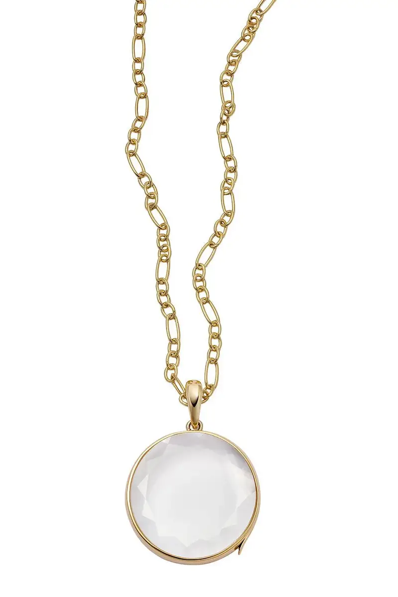 LOQUET Round Large Locket Figaro Chain Necklace