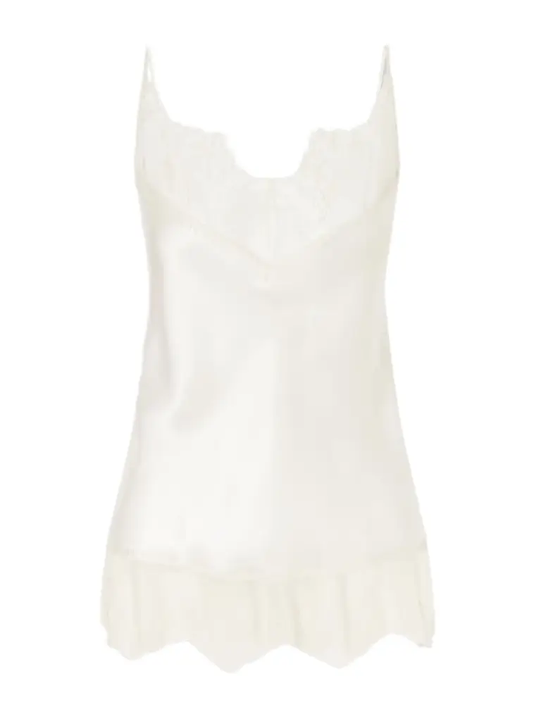 Carine Gilson Lace-trimmed Silk-satin Camisole