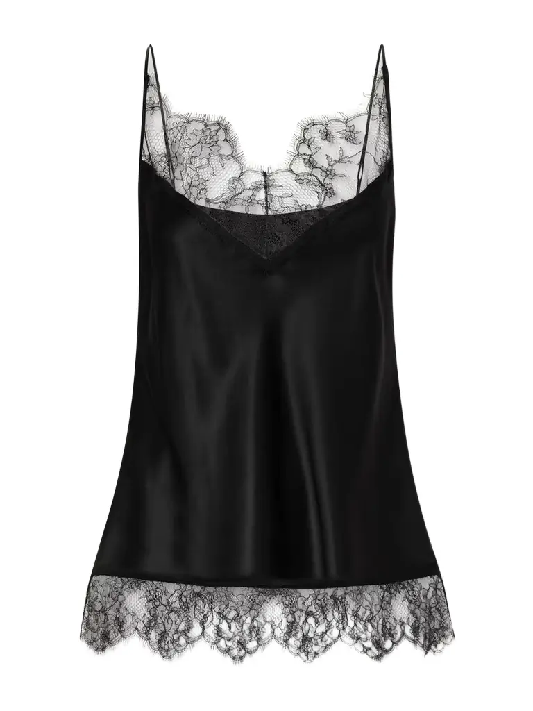 Carine Gilson Lace-trimmed Silk-satin Camisole