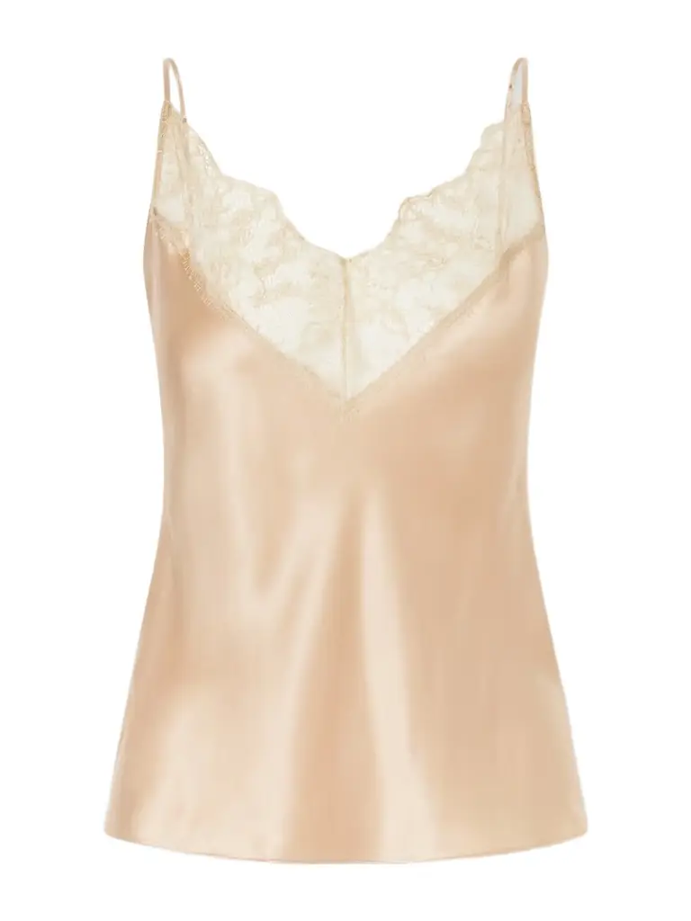 Carine Gilson Lace-trimmed Silk-satin Camisole