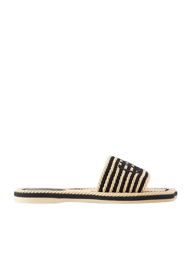Chloé Embroidered Striped Cord Slides