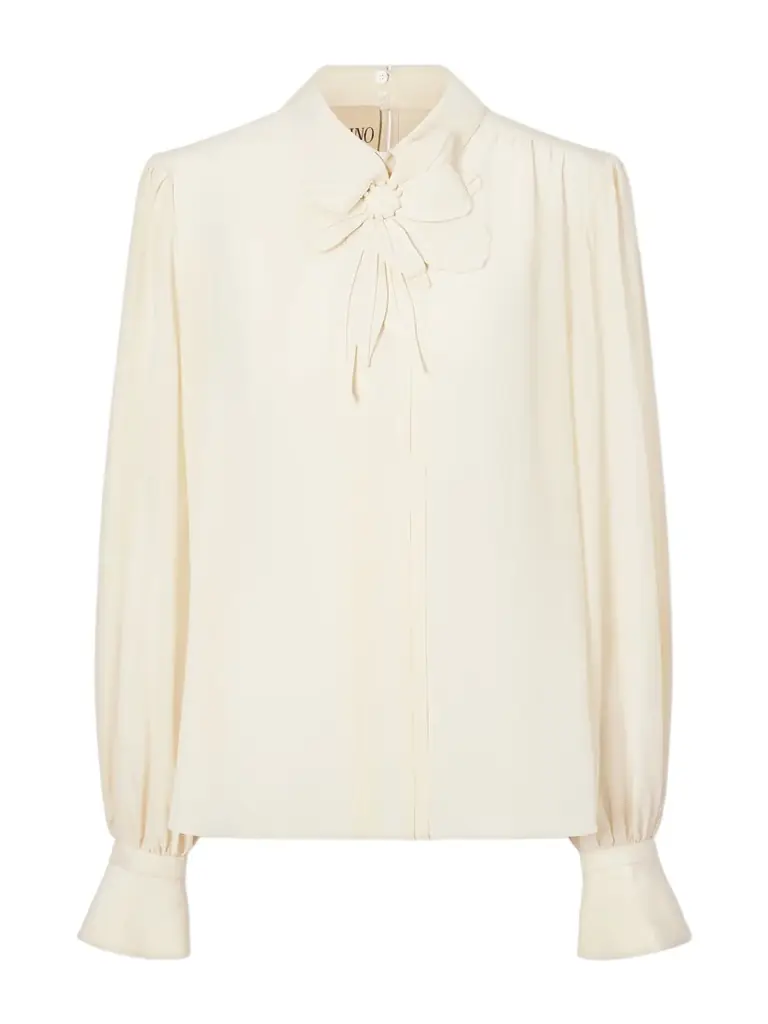 Valentino Garavani Bow-embellished Silk-crepe De Chine Blouse