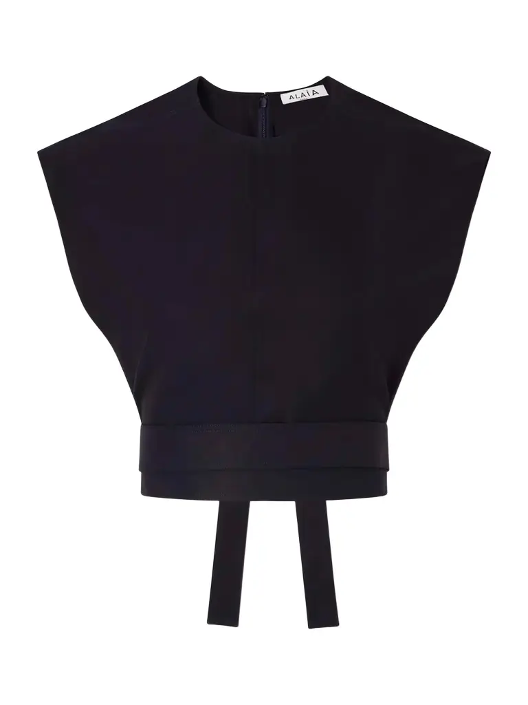 Alaïa Belted Cropped Cotton-gabardine Top