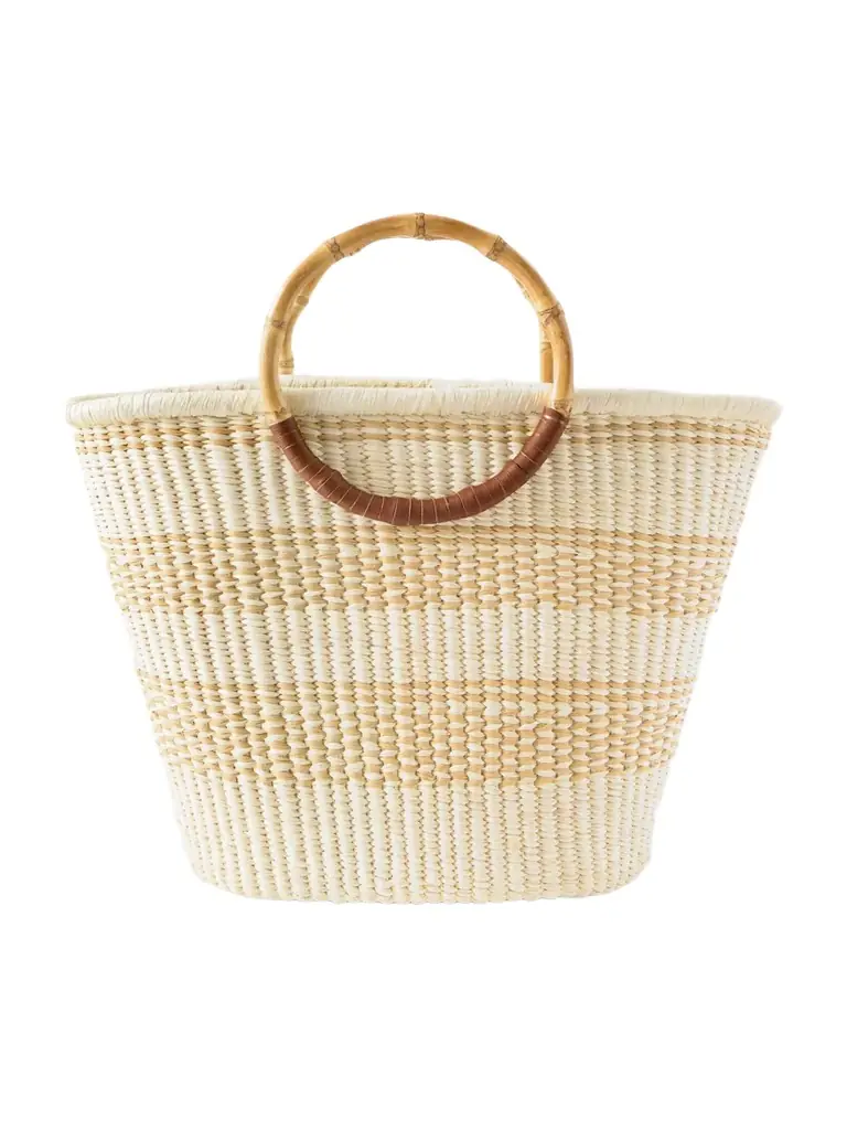 SENSI STUDIO Leather-trimmed Straw Tote