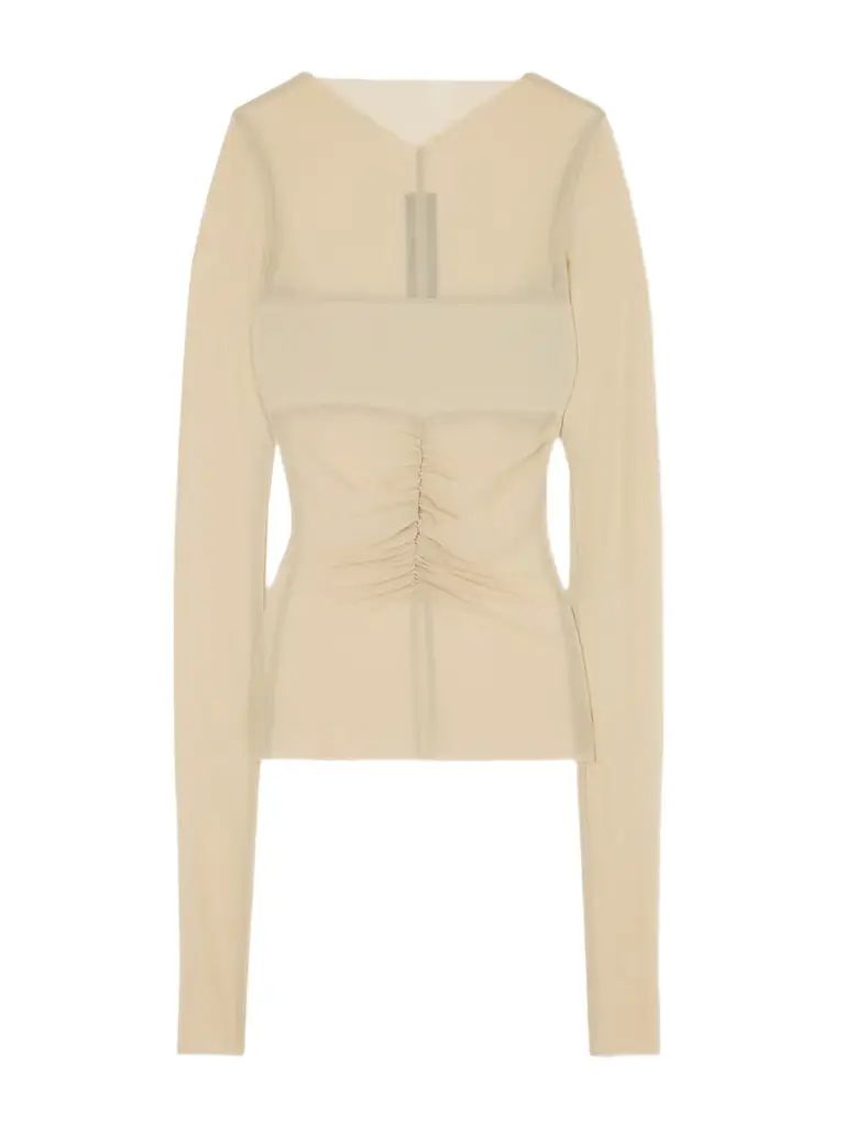 Rick Owens Ruched Stretch-mesh T-shirt