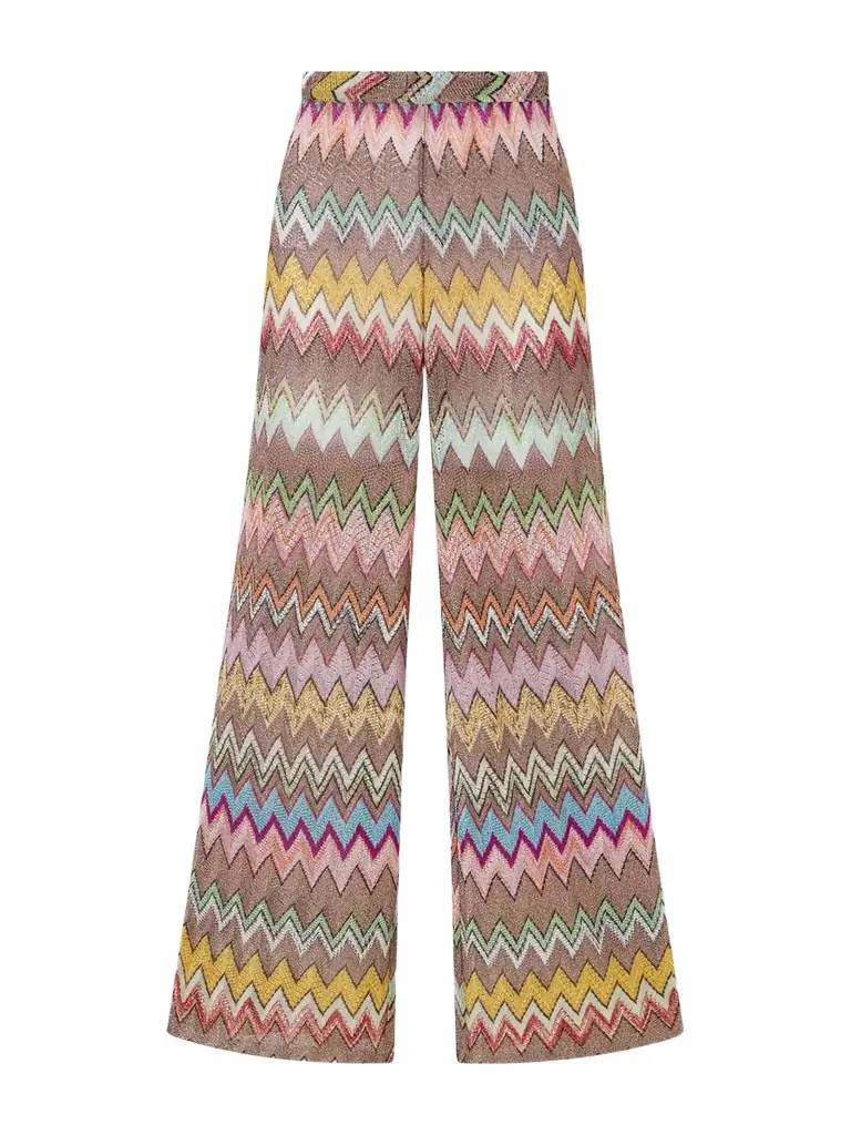Missoni Striped Metallic Crochet-knit Wide-leg Pants
