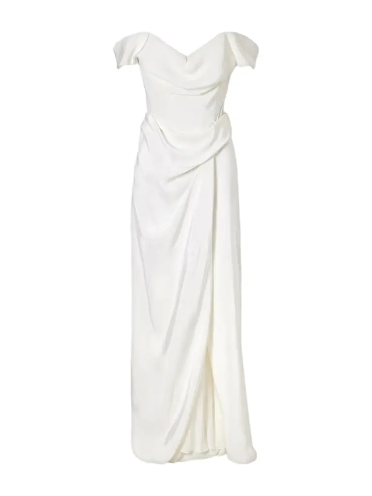 Vivienne Westwood Mabel Off-the-shoulder Draped Silk-cady Gown