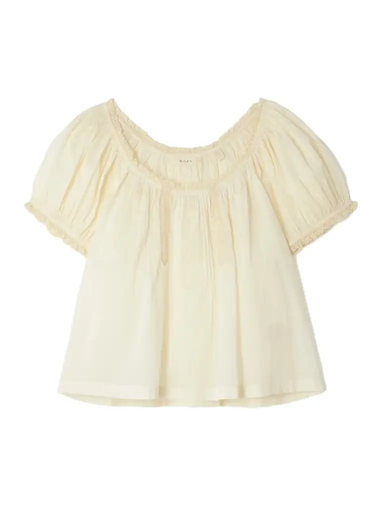 DÔEN Frederica Lace-trimmed Organic Cotton-voile Blouse
