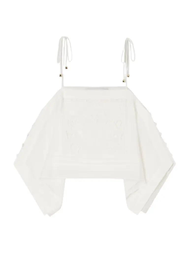 Self-Portrait Embroidered Ramie Top