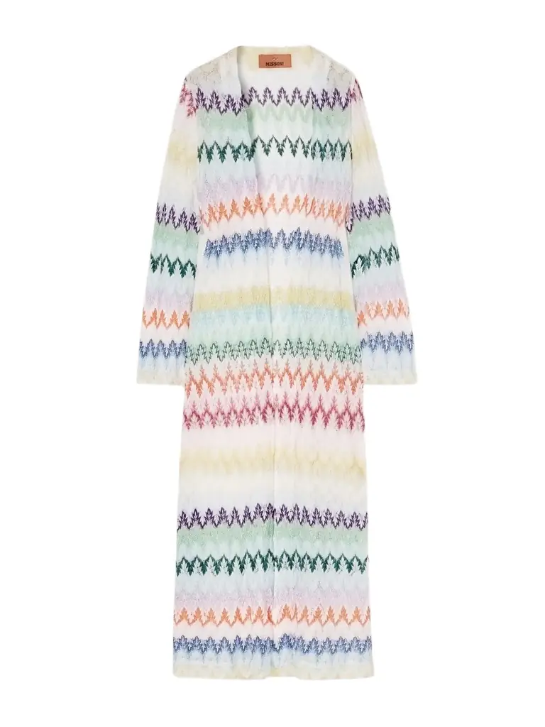 Missoni Striped Metallic Crochet-knit Cardigan