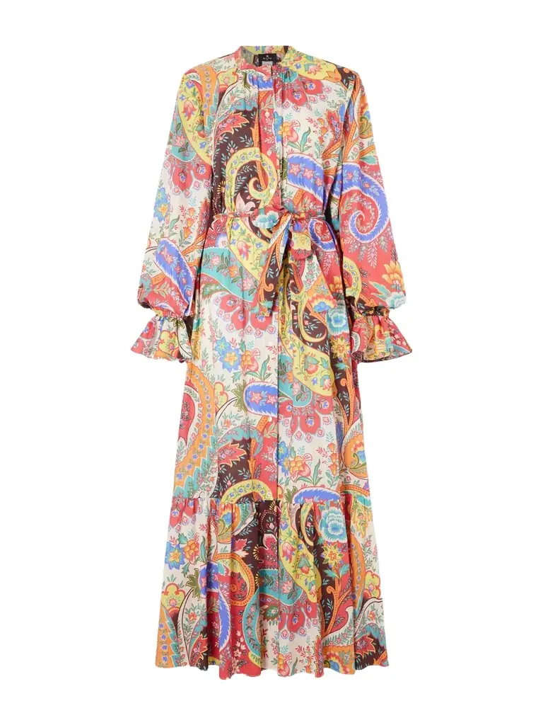 Etro Belted Paisley-print Cotton-voile Maxi Shirt Dress