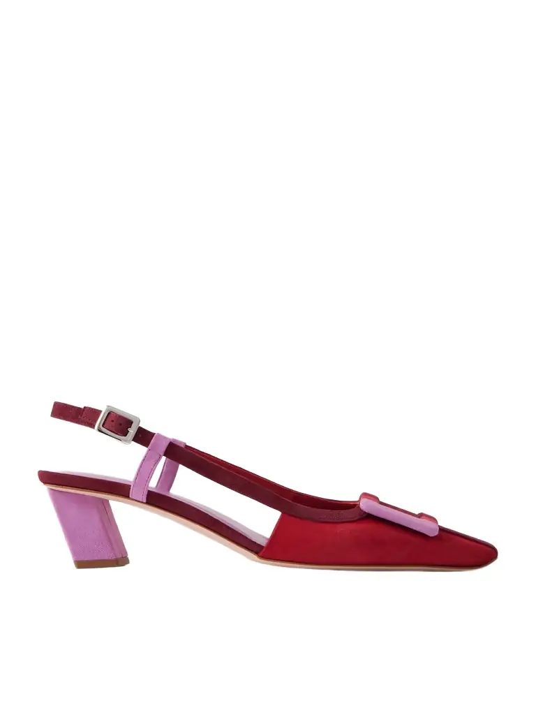 Roger Vivier Belle Vivier 45 Color-block Suede Slingback Pumps