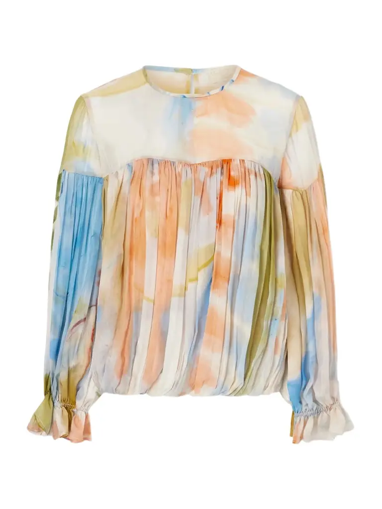 Ulla Johnson Pearl Pleated Printed Silk-chiffon Blouse
