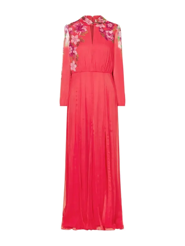Saloni Floral-print Silk-crepon Midi Dress