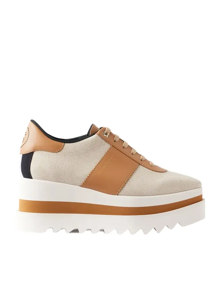 Stella McCartney Sneak-elyse Salt And Pepper Exaggerated-sole Canvas Sneakers