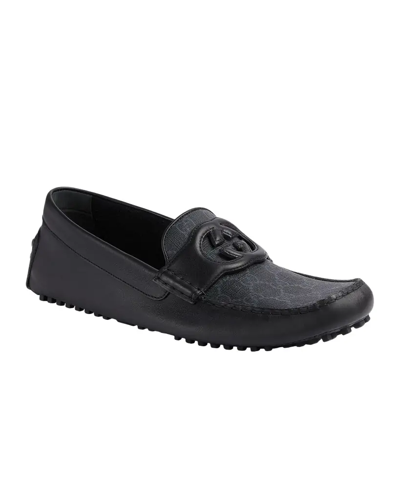 Gucci Men 's Ayrton Interlocking G Leather Drivers