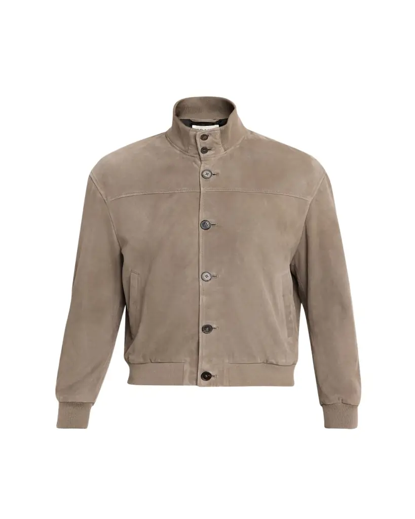 FRAME Men's Rib Collar Suede Jacket