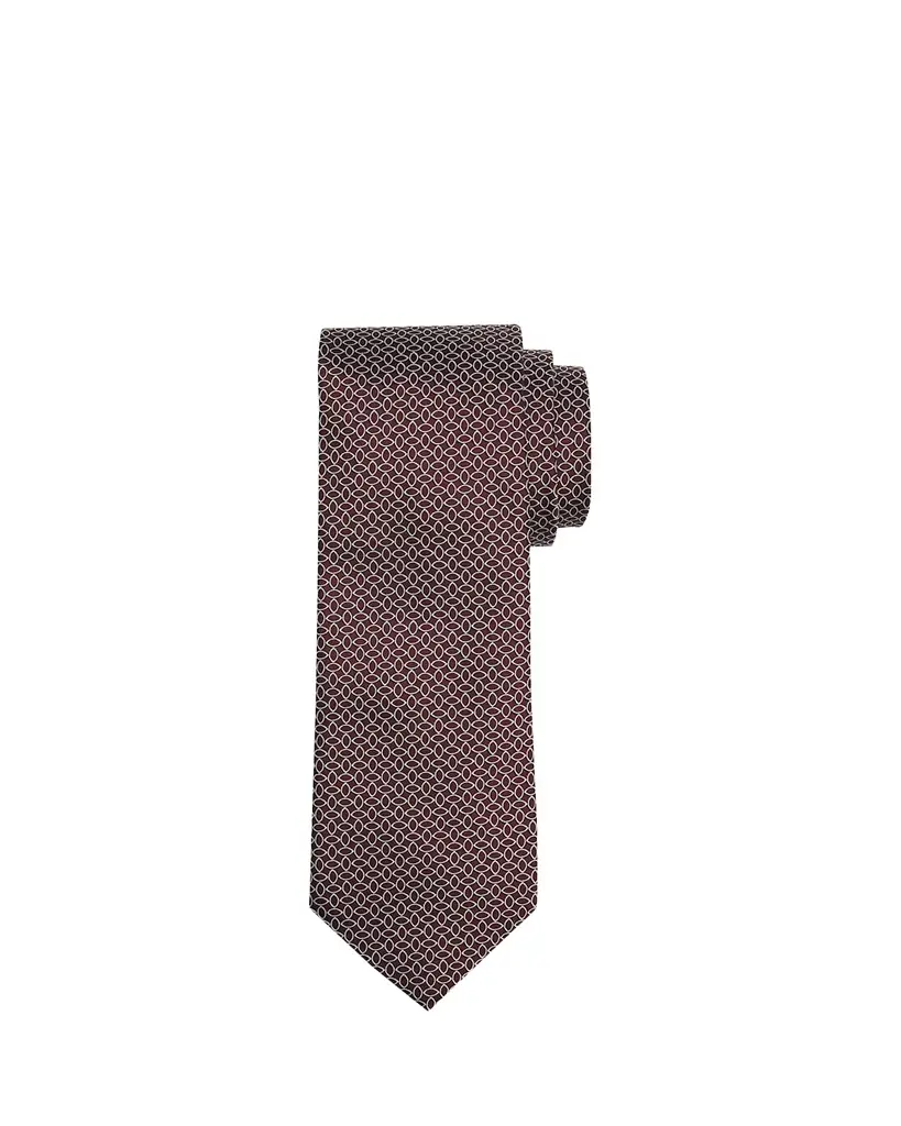 ZEGNA Men's Burgundy Oval-Print Silk Jacquard Tie
