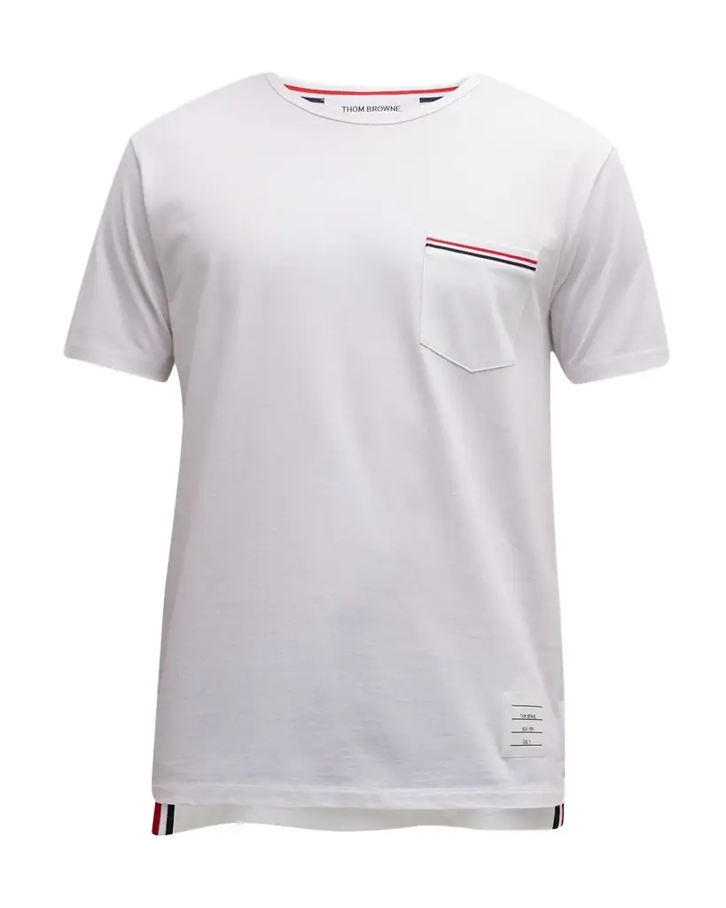 Thom Browne Short-Sleeve Logo Pocket T-Shirt