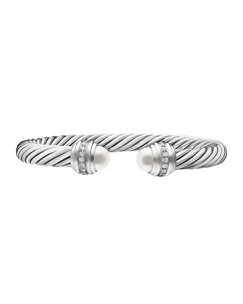 David Yurman Cable Bracelet with Gemstone and Diamonds in Silver