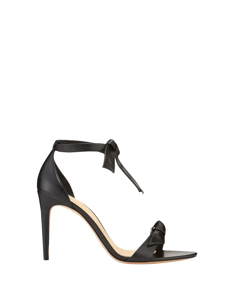 Alexandre Birman Clarita Leather Ankle-Tie 100mm High-Heel Sandals, Black